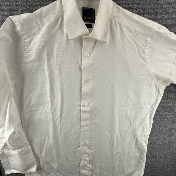 David Donahue Trim Cotton 16.5 36/37 Striped French Cuff White Button Up Premium - Picture 1 of 16